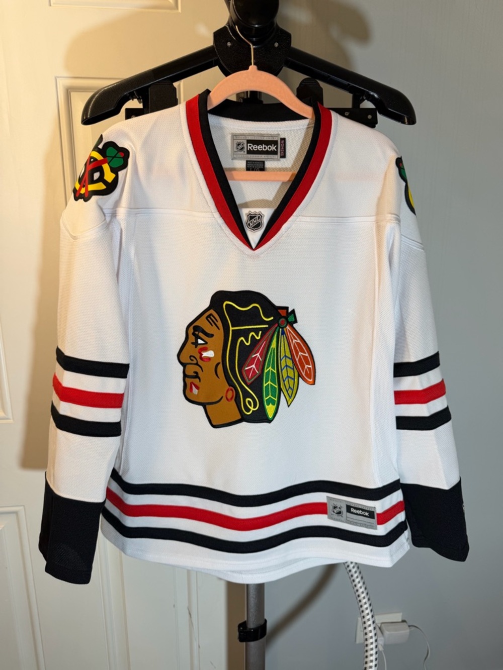 Reebok Women's White Hockey Jersey with Red and Black Trim